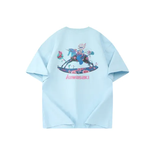 Кавасаки x SHENZHENYISHUJIAHUYUNFENGZIMU LIANMINGKUAN T Рубашка Унисекс Небесно-голубой