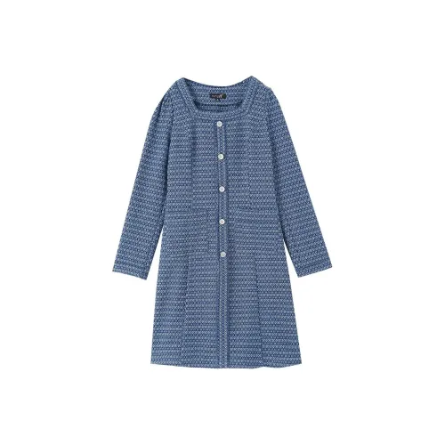 OUNIXUE Джинсовый синий Женские Длинные Платья с рукавами