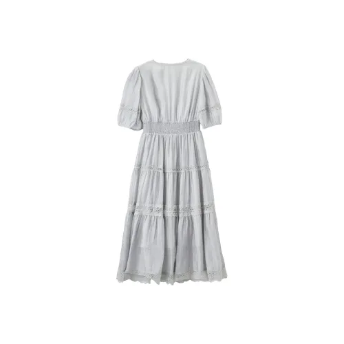 XIANGYING Короткий рукав Платье Женское Серое