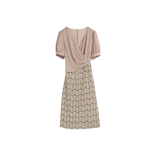 Hang Yi Court Короткий рукав Платье Женское Пастельно-розовый