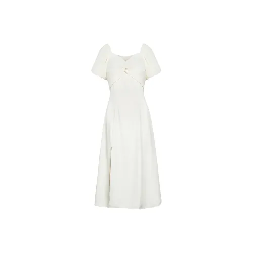 MeetMetro Короткий рукав Платье Женское Экрю