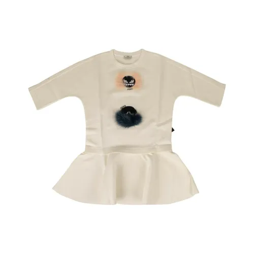 FENDI Белое Женское Длинное Платье с Рукавами