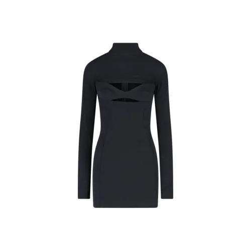 Mugler Длинное платье с длинными рукавами женское черное