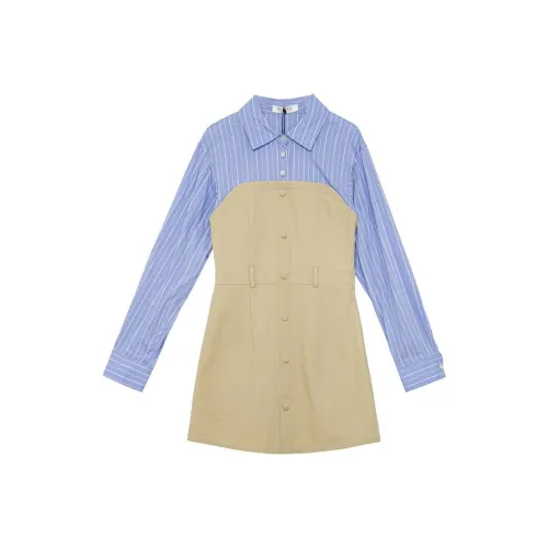 EGGKA Хаки Женские Длинные Платья с Рукавами