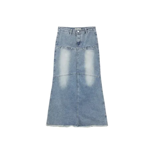 PAIN OR PLEASURE Деним Длинная Юбка Женская Синяя