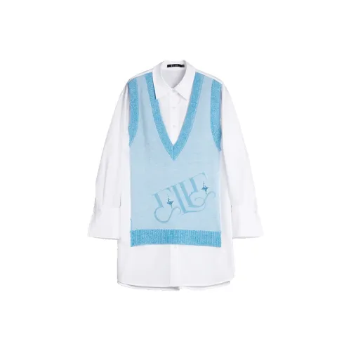 ELLE Длинное платье с длинными рукавами женское синее