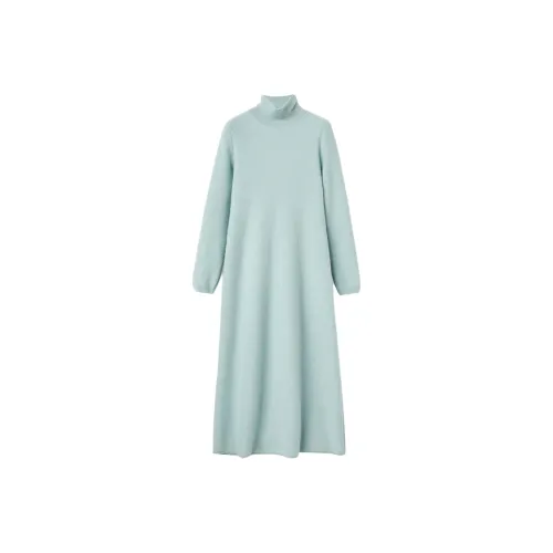 Loro Piana FW24 Длинное платье с длинными рукавами женское Lang зеленый смешанный цвет