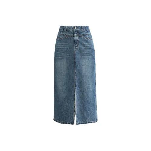 ONE SHALLOW Деним Длинная Юбка Женская Синяя