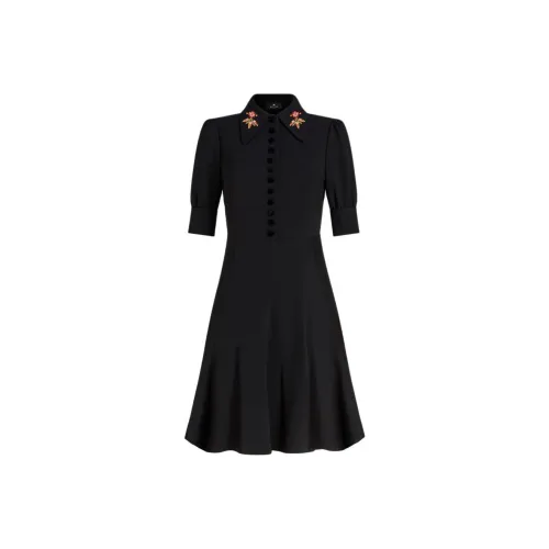 ETRO Midi Платье-рубашка Короткий рукав Платье Женское Черное