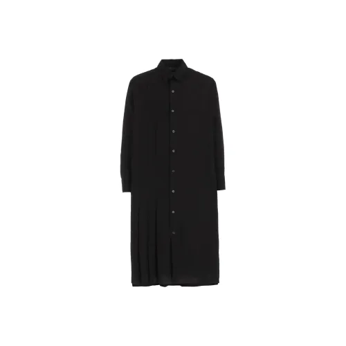 Yohji Yamamoto S'YTE Черное Женское Длинное Платье с Длинными Рукавами