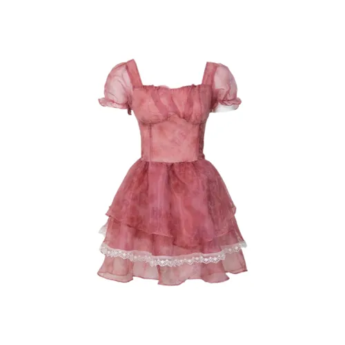 ABBY GODDESS Короткое платье с короткими рукавами женское розовое