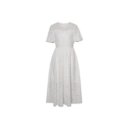 ROEYSHOUSE Короткий рукав Платье Женское Белое