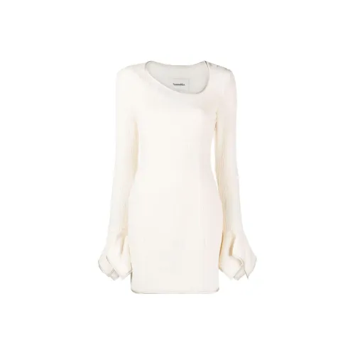 NANUSHKA Белое Женское Длинное Платье с Рукавами