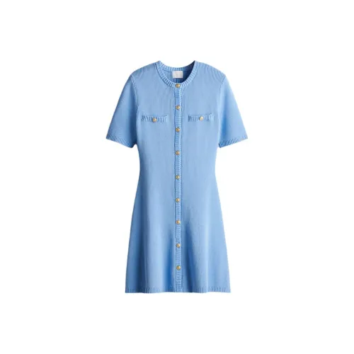 H&M Blue Женские Короткие Платья с Рукавами