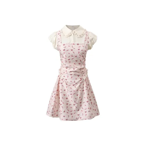 POPO.INFO Короткий рукав Платье Женское Многоцветное