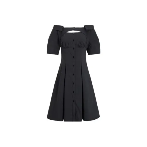 GIVH SHYH Black Женские Короткие Платья с Рукавами