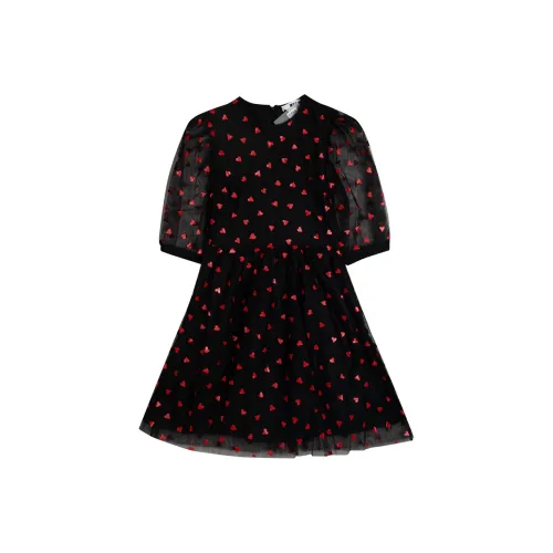MSGM Черное Женское Короткое Платье с Рукавами