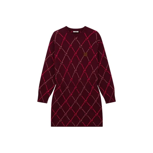 d'zzit Длинное платье с длинными рукавами женское темно-красное