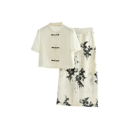 TOUCH Повседневный костюм женский Upper бежевый с черными цветами