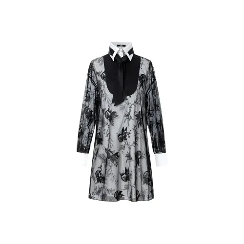 KARL LAGERFELD Длинное платье с длинными рукавами женское черное