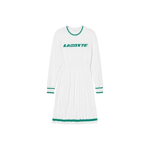 LACOSTE Белое Женское Длинное Платье с Рукавами