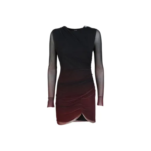 GCDS FW24 Длинное платье с длинным рукавом женское черное