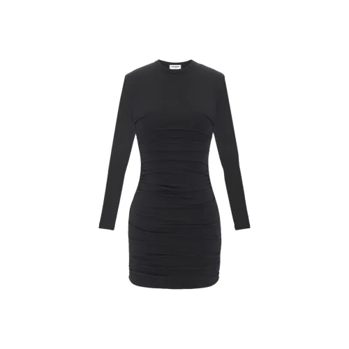 SAINT LAURENT SS23 Длинное платье с длинными рукавами женское черное