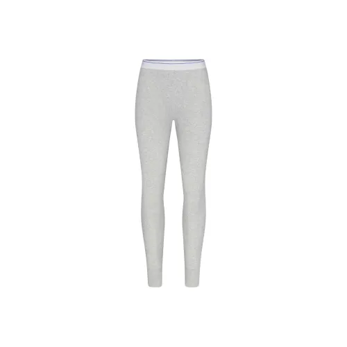 SKIMS FW24 COTTON Collection Хлопок Rib Legging Леггинсы Женские Светлый Фотиния Серый Полосы