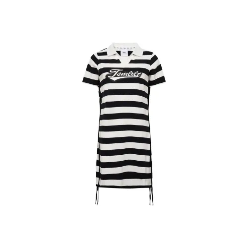 TSMLXLT Короткий рукав Платье Женское Черно-белые полосы