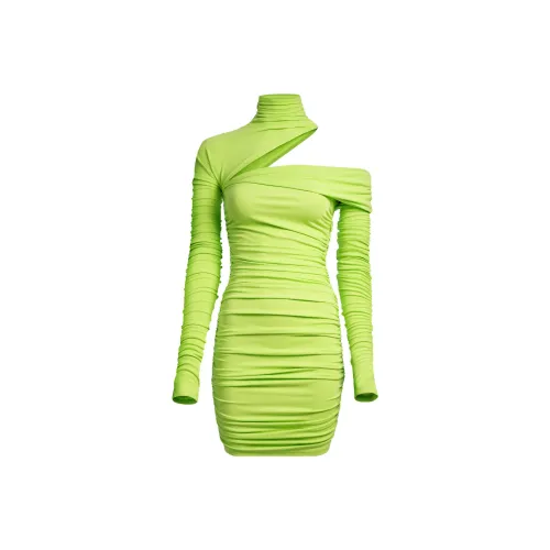 H&M X Mugler Co Бренд ACID Зеленый Женские Длинные Платья с Рукавами