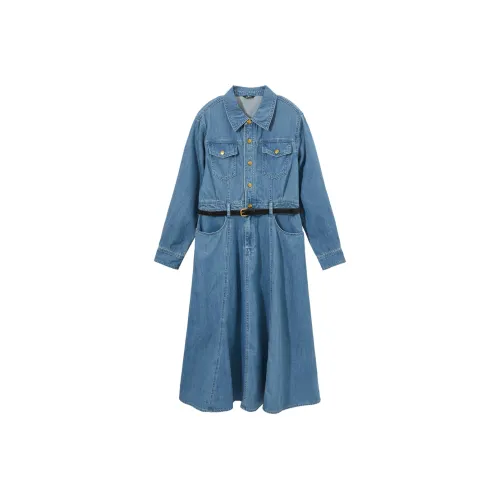 Hotwind Длинное платье с длинным рукавом женское темно-синий