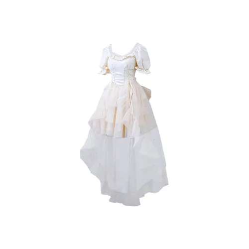 PAVLISOVA Короткое платье с короткими рукавами женское абрикосового цвета