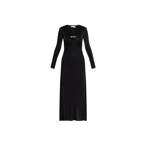 TORY BURCH FW24 Длинное платье с длинным рукавом женское черное