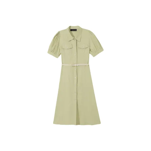 EIDOLON GRAIN Светло-зеленый Женские Короткие Платья с Рукавами