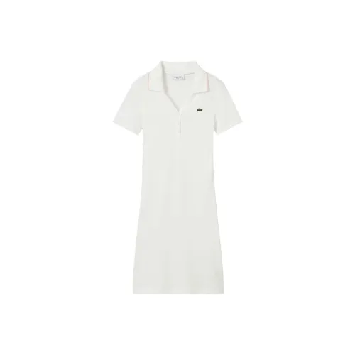 lacoste NFU/Белый/Розовый Женские Платья с Коротким Рукавом