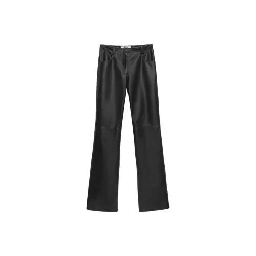 MSGM Кожаные брюки женские черные