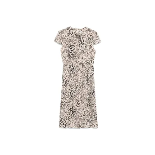 Alessandra Rich SS25 Короткий рукав Платье Женское Светлый Бежевый