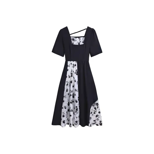 Peiyue Hanbok Черное Женское Короткое Платье с Рукавами