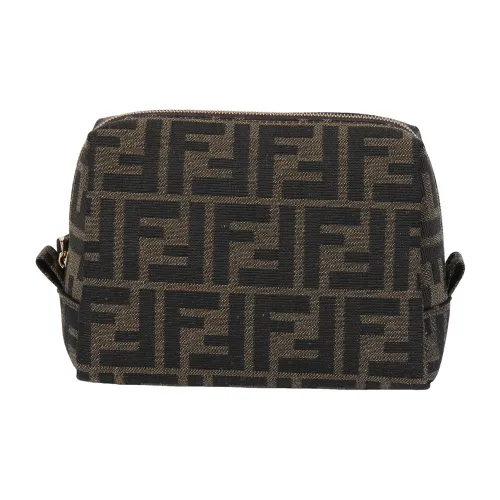 FENDI Полиэстер Туалетная сумка клатч косметичка маленькая женская черный коричневый