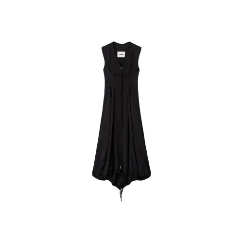 JIL SANDER Черное Женское Короткое Платье с Рукавами