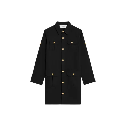 CELINE Длинное платье с длинными рукавами женское черное