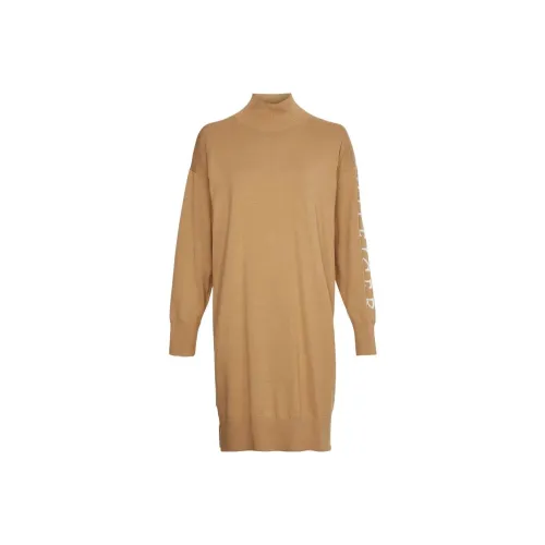 Tommy Hilfiger Бежевые Женские Длинные Платья с Рукавами