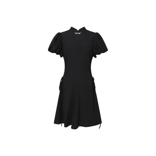 THE SEA LIFE Короткое платье с короткими рукавами женское черное маг