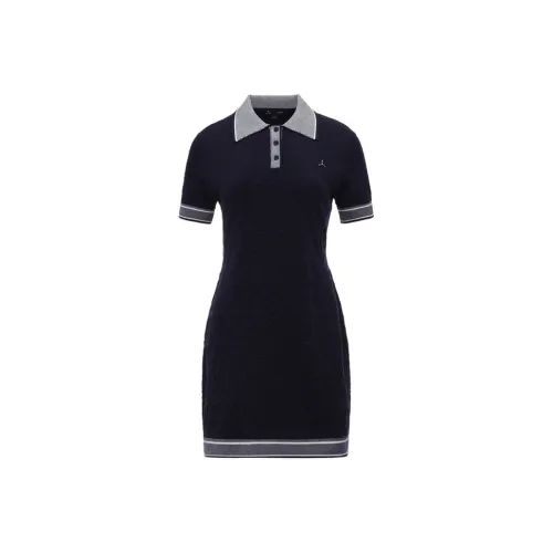 LI NING 1990 Classic Collection Короткий рукав Платье Женское Темно-морская синь