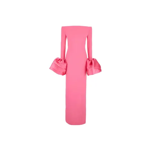 SOLACE LONDON Длинное платье с длинными рукавами женское розовое