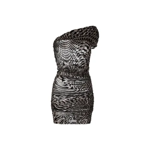 Mugler Без рукавов Платье Женское Бежевый Черный