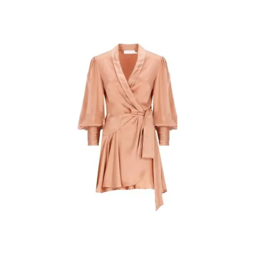 Zimmermann Оранжево-розовый Женские Платья с Длинным Рукавом