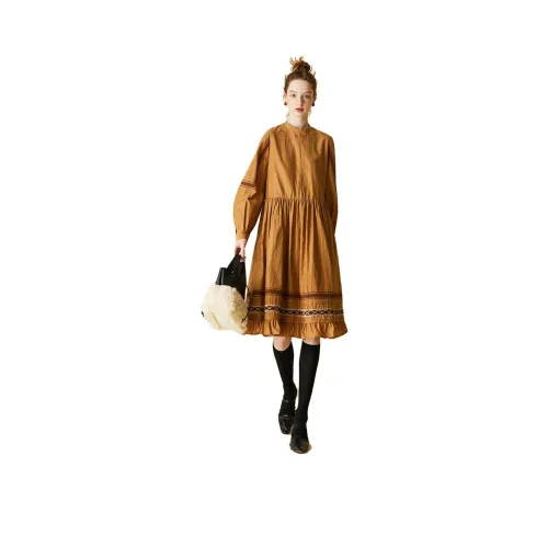 PURE TEA Женские Длинные Платья с Рукавами