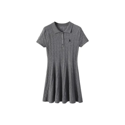 XIMENG Короткий рукав Платье Женское Серое