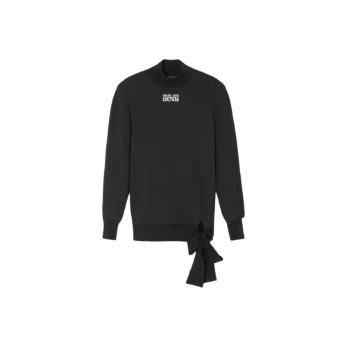 VERSACE JEANS COUTURE SS24 Длинное платье с длинным рукавом женское черное